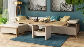 Mazzoni LEXUS Artisan Tölgy/Bézs (Pezsgőszínű) - MODERN DOHÁNYZÓASZTAL NYITHATÓ/MAGASÍTHATÓ ÉTKEZŐASZTAL ÉS DOHÁNYZÓASZTAL EGYBEN