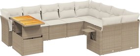 vidaXL 10 részes bézs polyrattan kerti ülőgarnitúra párnával