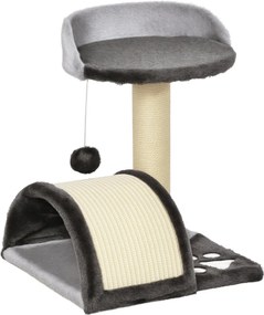 PawHut Macska Karomfa Játszó Labdával, Szürke Színű 35.5 x 37 x 46 cm | Aosom