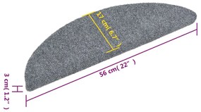 15 db világosszürke öntapadós lépcsőszőnyeg 56x17x3 cm