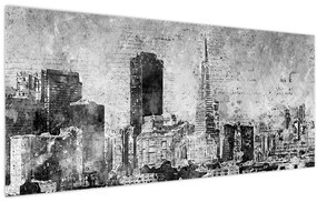 Kép - Kávé művészeti város (120x50 cm)