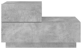 betonszürke éjjeliszekrény LED-fényekkel 70x36x40,5 cm