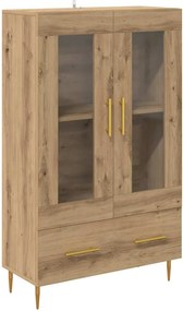 vidaXL Magasfiú Artisan tölgy 69,5 x 31 x 115 cm Műanyag Fa és Üveg
