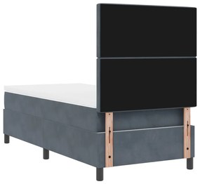Boxspring Ágy Mattal &amp; LED Sötétszürke 90x190 cm Bársony