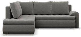 Tokio sarokkanapé, L alakú háttámlával, 2 ágyneműtartóval, bársony, baloldali, világosszürke