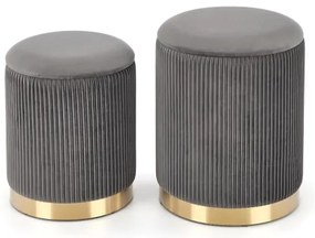 KÉSZLET 2x Taburet MONTY átm. 36/66 cm szürke/arany