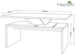 Mazzoni SISI Arany Tölgy/Fekete - MODERN DOHÁNYZÓASZTAL