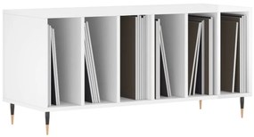 magasfényű fehér szerelt fa hanglemezszekrény 100 x 38 x 48 cm
