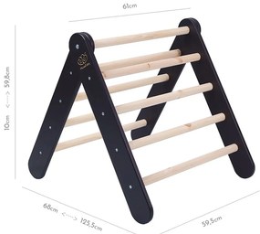 Fekete borovi fenyő pikler háromszög 46x87x60 cm Montessori – Meowbaby