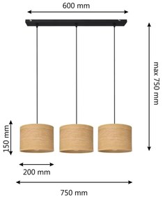 Csillár zsinóron ALBA 3xE27/15W/230V barna/fekete