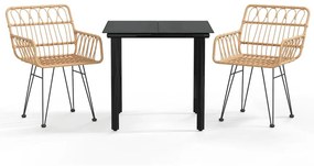 vidaXL 3 részes polirattan kerti étkezőgarnitúra