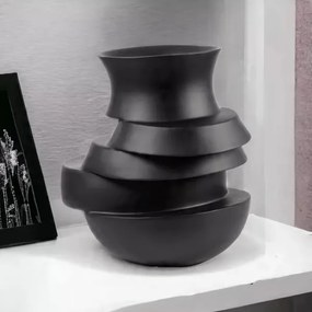 Váza 38x33x36 cm gyanta/matt fekete
