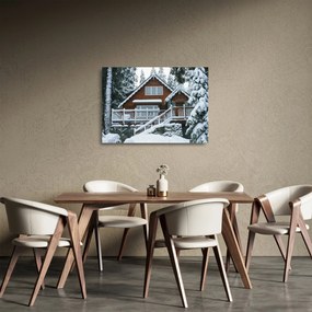 Üveg kép - Fából készült házikó (70x50 cm)