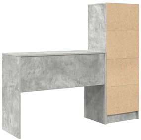 Íróasztal Tárolóval Beton Szürke Feldolgozott Fa
