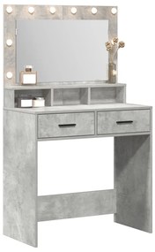 Sminkasztal LED Fényekkel Beton Szürke 79x41x135 cm