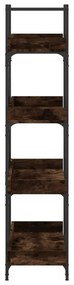 4 szintes füstös tölgy szerelt fa könyvespolc 100x33x145,5 cm