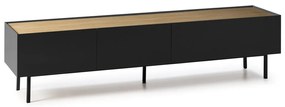 Fekete-natúr színű TV-állvány tölgyfa dekorral 180x45 cm Arista – Teulat