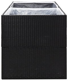 fekete polyrattan kerti ültetőláda 157x80x80 cm