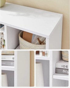 Könyvespolc, tároló 7 nyitott rekesszel, fehér