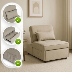 Ágyazható Fotel Bézs Színben. IBERIS 67 cm