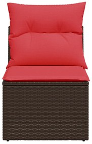 barna polyrattan kerti kanapé karfa nélkül párnákkal