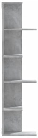 betonszürke szerelt fa fali sarokpolc 36,5 x 36,5 x 140 cm