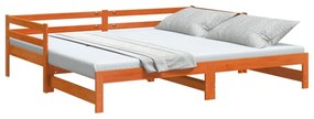 viaszbarna tömör fenyőfa kihúzható kanapéágy 80 x 200 cm