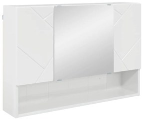 Fürdőszobai tükörszekrény Magasfényű fehér 80 x 17 x 55 cm
