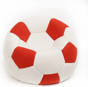 EMI focilabda mintás fehér-piros műbőr babzsákfotel