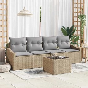 Kerti Kanapé Szett 5 pcs Beige és Világosszürke 55 x 55 x 37 cm