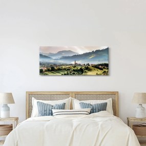 Kép - falu a ködben (120x50 cm)