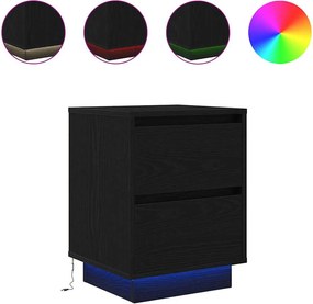 vidaXL 2 db fekete éjjeliszekrények LED világítással 38x34x50 cm