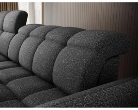 Sötétszürke bársony kinyitható-tárolóhelyes sarokkanapé (bal oldali-heverő résszel) Beneth – ELTAP