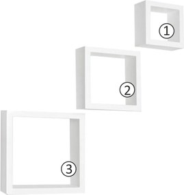 Polcok, 3 db, fehér, KVADRO New DR-WS-6103