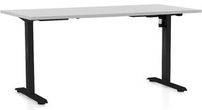Állítható magasságú asztal OfficeTech A, 160 x 80 cm, fekete alap, világos szürke