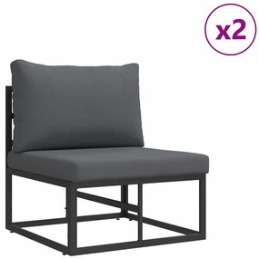 Kerti Kanapé Szett 6 pcs Fekete Alumínium