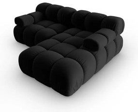 Fekete bársony sarokkanapé (jobb oldali) Bellis – Micadoni Home