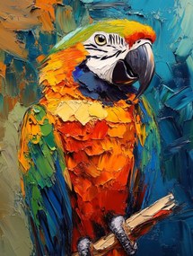 Canvas Vászonkép Olaj Színes Egzotikus Papagáj Ara Madár 75x100