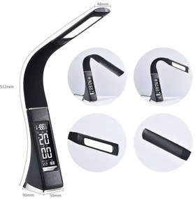 Immax 08947L - LED Asztali lámpa kijelzővel LEATHER LED/6,5W/5V fekete