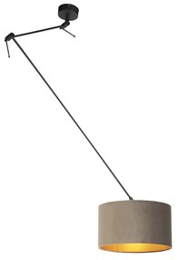 Függőlámpa fekete taupe bársony árnyékolóval, aranyozott, 35 cm - Blitz