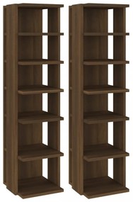 2 db barna tölgy színű szerelt fa cipőtartó 27,5 x 27 x 102 cm