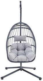 Autronic Függőszék, fém, polirattan, szürke, AZ-V1269GREY