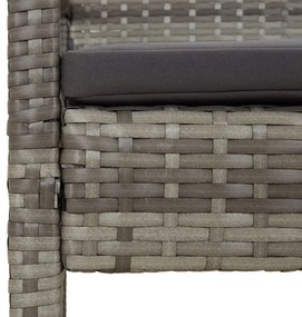 szürke polyrattan kerti pad párnával 105 cm