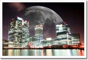 Poszterek keretben 60x40 Város éjszaka Hold