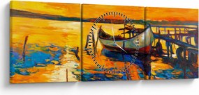 Kép - Hajó naplementekor (órával) (90x30 cm)