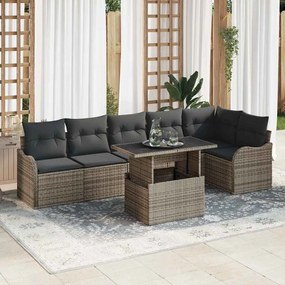 vidaXL Kanapé Szett párnával 7 pcs Szürke Poli rattan