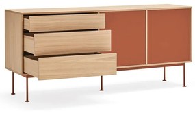 Yoko téglavörös komód tölgyfa dekorral, szélesség 180 cm - Teulat