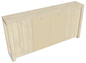 Verno+ közepes gardrób 260 x 46 x 130 cm, kombinált ajtó, akác / vanília