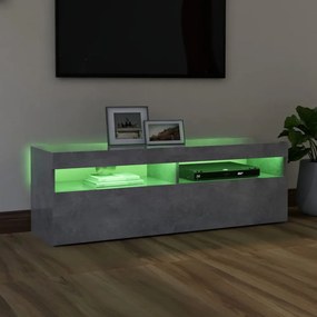 betonszürke TV-szekrény LED-lámpákkal 120 x 35 x 40 cm