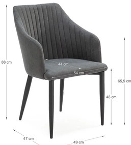 Sötétszürke kárpitozott étkezőfotel szett 2 db-os Nadi – Marckeric